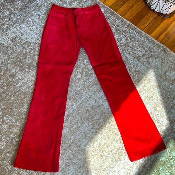 Express Red Suede Pants - Picture 1 of 8
